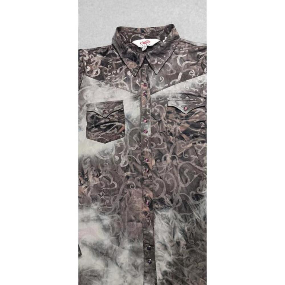 Roper Western Snap Button Up Shirt Womens Size S Purplish Grey Long Sleeve Rodeo - Picture 3 of 10